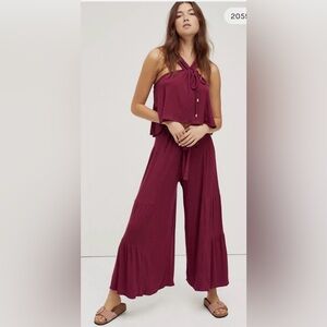Free People Porter Wide Leg Pants Plum